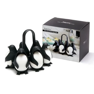 Abbildung von Peleg Design Egguins Pinguin förmiger Eierspender &amp; Eier Aufbewahrung Eierkocher Kühlschrank Organizer für 6 Perfekt Weich und Hartgekochte