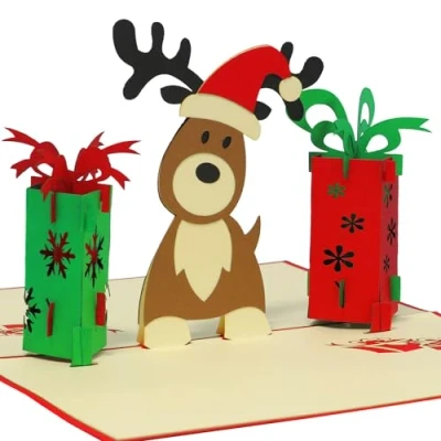 Abbildung von LINPOPUP®, LIN17558, Pop Up Weihnachtskarte, Weihnachten, 3d Weihnachtskarten, Karte Hirsch Weihnachtsgeschenke, N448