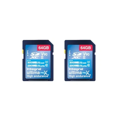 Abbildung von Integral 64GB 2 Pack UHS II SD Karte V90 Bis zu 300 MB/s Lesegeschwindigkeit und 280 Schreibgeschwindigkeit 1866X SDHC Professionelle Hochgeschwindigkeits Speicherkarte