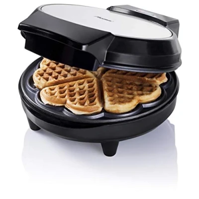 Abbildung von Bestron Waffeleisen für klassische Herzwaffeln, Waffelmaker mit Backampel &amp; Antihaftbeschichtung, 700 Watt, Farbe:Schwarz