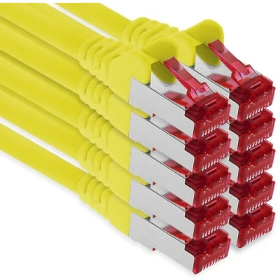Abbildung von 1aTTack.de 10x 1m CAT6 Patchkabel S/FTP PIMF Schirmung CAT.6 RJ45 Netzwerkkabel Ethernetkabel DSL LAN Router Switch Modem Patchfeld gelb 10 Stück