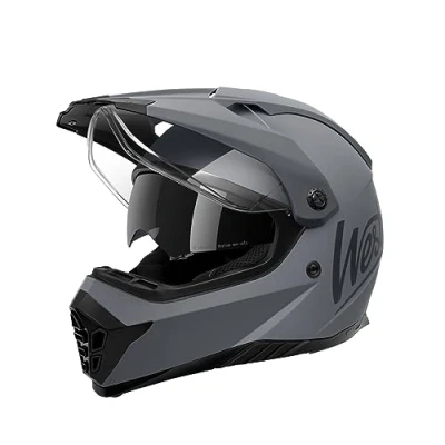 Abbildung von Westt Motocross Helm Fullface MTB Motorradhelm Integralhelm Crosshelm Motorrad Enduro Quad mit Doppelvisier Sonnenblende ECE Zertifiziert (Matt Grau, XL (61 62 cm))