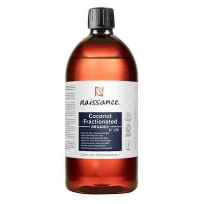 Abbildung von Naissance Fraktioniertes Kokosöl BIO (Nr. 218) 870ml Zertifiziert, Fraktioniert, Flüssig für Haut, Kosmetik, Ätherische Öle