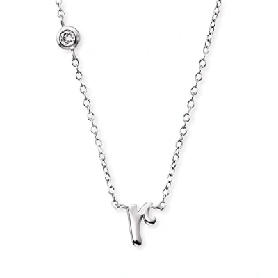 Abbildung von Engelsrufer Halskette aus Sterling Silber mit Anhänger Buchstabe R besetzt einem Zirkonia Stein in zwei Längen verstellbar Länge: 44cm