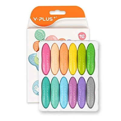 Abbildung von YPLUS Erdnuss Wachsmalstifte für Kleinkinder, Ungiftige Wachsmalstifte, Leicht zu Halten, Waschbare sichere Kleinkindmalstifte Kinder Malzubehör (Pastell 12 Colors)
