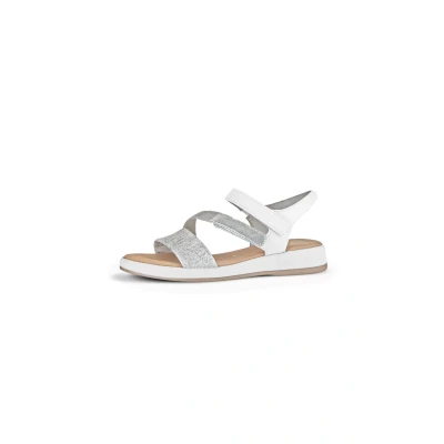 Abbildung von Gabor Damen Sandaletten, Frauen Sandalen,Moderate Mehrweite (G),Sommerschuhe,Freizeitschuhe,offene Schuhe,Silber/Weiss,40 EU / 6.5 UK