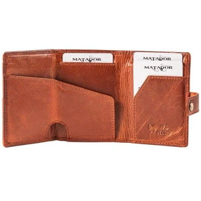 Abbildung von MATADOR Slim Wallet &#039;Manchester Leder Geldbörse Herren Mini Portmonee mit RFID Schutz Kartenetui Portemonnaie Münzfach Geldbeutel Kreditkartenetui inkl. Geschenk Box Braun