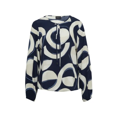 Abbildung von s.Oliver Black Label Damen 2159657 Bluse Langarm AOP, Navy, 38