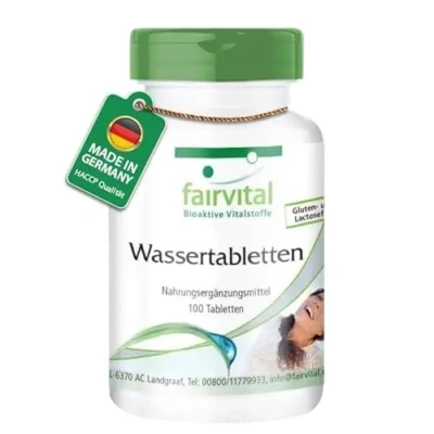 Abbildung von Fairvital Wassertabletten 100 Tabletten Brennnessel Extrakt Komplex starke Entwässerungstabletten HOCHDOSIERT VEGAN