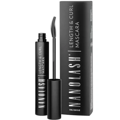 Abbildung von Wimperntusche für Länge und Schwung Nanolash 10ml verlängernde kräuselnde Mascara, Effekt von perfekt langen geschwungenen Wimpern, schwarze