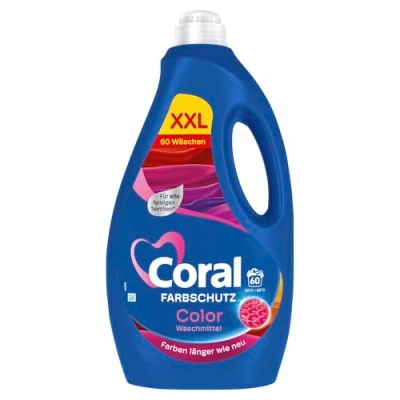 Abbildung von Coral Farbschutz Color Waschmittel Flüssigwaschmittel für Farben länger wie neu XXL 60 WL
