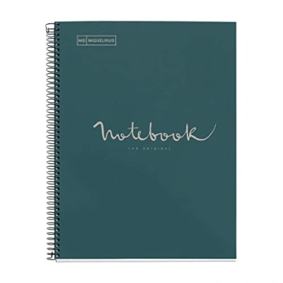 Abbildung von Miquelrius Recycelter Spiralblock A4 80 Blatt g Raster 5 X mm 1 farbiger Streifen Recyceltes Karton Hardcover Farbe Navy, Ãko Optik