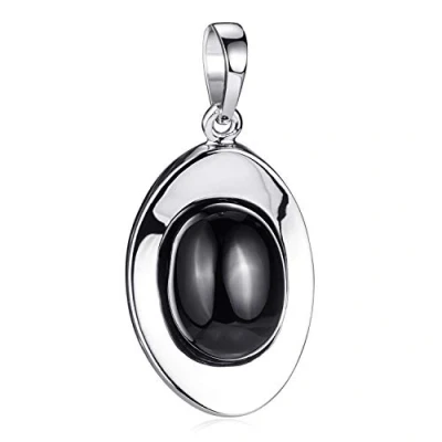 Abbildung von Materia Onyx Anhänger Silber 925 schwarz Damen Kettenanhänger rhodiniert KA 177_ohne Kette
