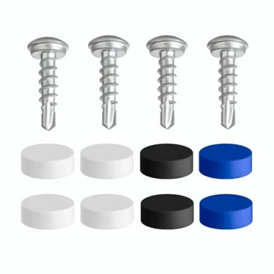 Abbildung von Kennzeichen Schrauben mit Bohrspitze 4er Set Kappen Nummernschild 5 x 19mm Befestigung Befestigungsschrauben inkl. Abdeckkappen [ dezent sicher legal ]