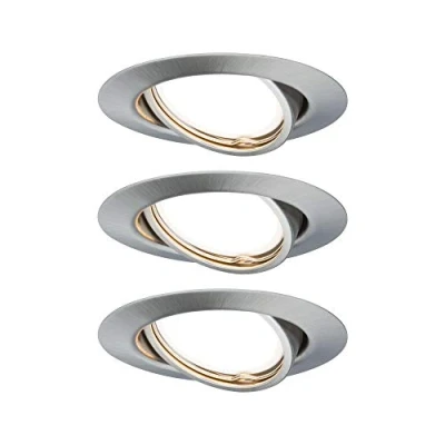 Abbildung von Paulmann 93425 LED Einbauleuchte Base rund incl 3x5W dimmbar Einbaustrahler Eisen gebürstet Spot Metall Einbaulampe 3000 K