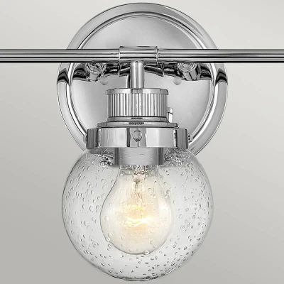 Abbildung von Elstead Lighting QN POPPY3 PC BATH QUINTIESSE Wandleuchte Poppy E27 3x40W IP44 Stahl Chrom poliert, Blasenglas klar L:18.3cm H:25cm B:61.5cm dimmbar