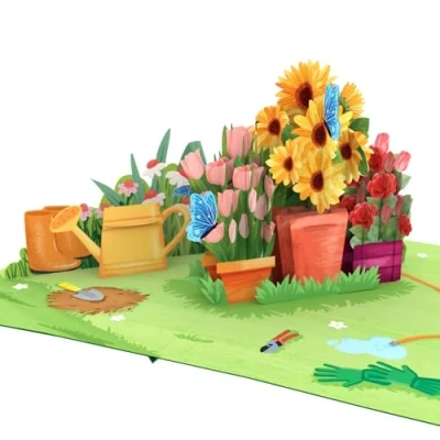 Abbildung von papercrush® Pop Up Karte Garten mit Blumen 3D Geburtstagskarte für Frau, Freundin &amp; Gartenfreunde, Geldgeschenk oder Gutscheinkarte Gartenliebhaber, Glückwunschkarte zum Geburtstag Frauen