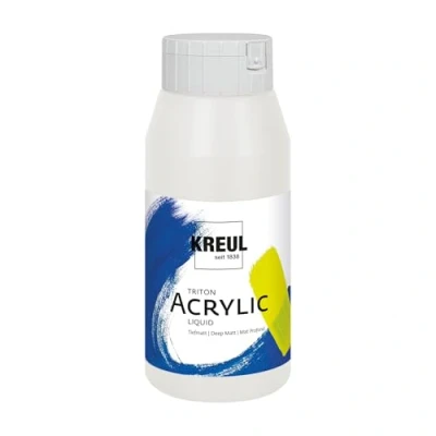 Abbildung von KREUL 17017 Solo Goya Triton Acrylfarbe weiß, 750 ml Flasche, schnell und matt trocknend, Farbe auf Wasserbasis, in Studioqualität, vielseitig einsetzbar, gut deckend ergiebig