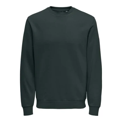Abbildung von Herren O&amp;S Basic Sweatshirt Regular Fit Pullover Langarm Jumper Sweater Shirt ohne Kapuze ONSCERES, Farben:Grün 4, Größe:L