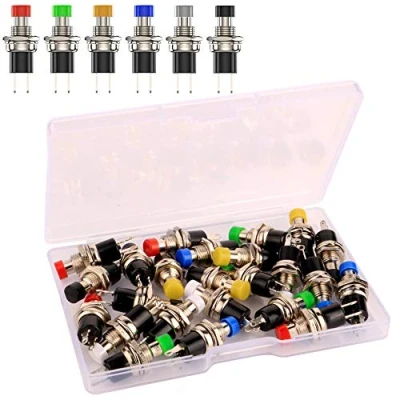 Abbildung von Gebildet 24Stücke 7mm Mini Momentan Druckknopf, SPST EIN AUS 3V 6V 12V 24V 230V/1A, 2Pin Runder Flachknopf Drück Knöpfe für Modelleisenbahn Hobby