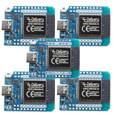 Abbildung von AZDelivery 5X ESP32 D1 Mini NodeMCU WiFi Modul ESP 32 Bluetooth Internet Entwicklungsboard mit USB C Anschluss kompatibel Arduino und Wemos inklusive E Book!