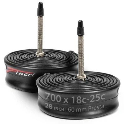 Abbildung von Fincci Fahrradschlauch 28 Zoll Paar Rennrad Schlauch 700x 18c 23c 25c, 23 622 mit Französisches Ventil Sclaverandventil für Ebike,Rennrad Tourenrad,Race Fahrrad, Fahrradzubehör 2er Pack