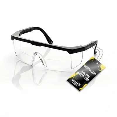 Abbildung von voltX &#039;Classic&#039; farblose Bifokalschutzbrille (+1,5 Dioptrie) mit Sicherheitskordel EN166F zertifiziert + Anti Fog UV400 Linse