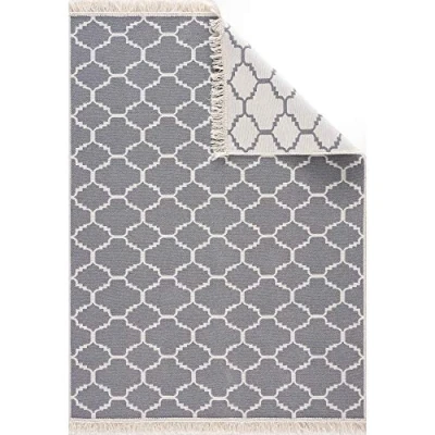 Abbildung von Fashion4Home Teppich Läufer Tepiche für Wohnzimmer, Schlafzimmer, Küche, Kinderzimmer, Badezimmer Boho Kelim Teppiche Flur Hellgrau Weiß, Größe: 80x150 cm