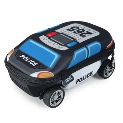Abbildung von ZIPIT Federmäppchen mit Polizeiauto für Jungen Großes Mäppchen die Schule Etui Kinder Federmappe Blau