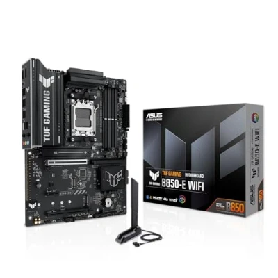 Abbildung von ASUS TUF Gaming B850 E WiFi Mainboard Sockel AMD AM5 (Ryzen 9000, PCIe 5.0, DDR5 Speicher, 6E, Q Release, BIOS Flashback, Aura Sync)