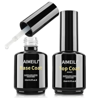 Abbildung von AIMEILI Ultra Shine Top Coat Base Unterlack und Überlack Long Lasting 2 x 15ml
