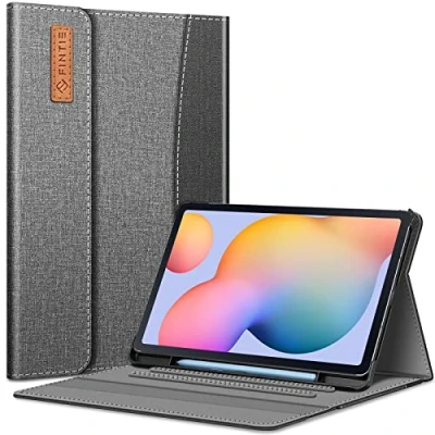 Abbildung von Fintie Hülle für Samsung Galaxy Tab S6 Lite 10,4 Zoll 2024/2022/2020 Tablet, Folio Schutzhülle mit Multi Winkel Betrachtung, S Pen Halter und Dokumentenfach, Auto Schlaf/Wach, Dunkelgrau