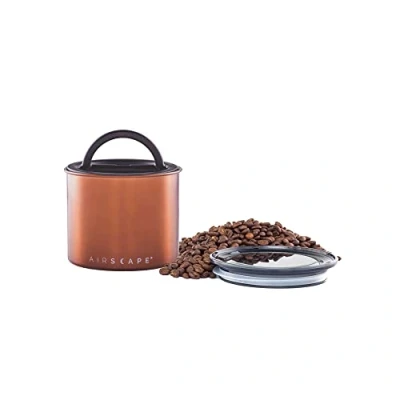 Abbildung von Planetary Design Airscape Kaffeedose aus Edelstahl Lebensmittelaufbewahrungsbehälter patentierter luftdichter Deckel Kleines, gebürstetes Kupfer