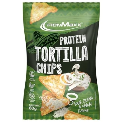 Abbildung von IronMaxx Protein Tortilla Chips Sour Cream &amp; Onion 60g Beutel Knuspriger High Snack aus Soja Maniok Ballaststoffreich glutenfrei Ideal für bewusste Ernährung unterwegs