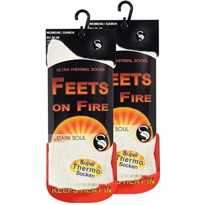 Abbildung von STARK SOUL FEETS on FIRE 2 Paar Damen Ultra Thermo Socken, Warme Winter Wollweiss