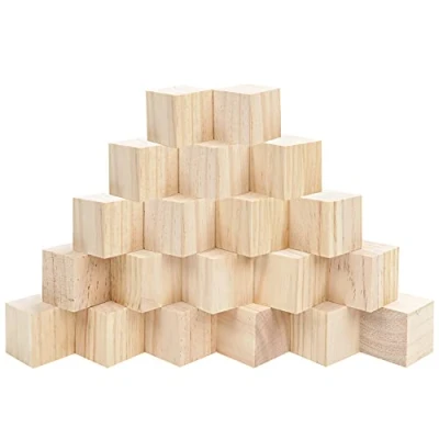 Abbildung von BELLE VOUS Holzwürfel Groß (20Stk) Holz Würfel 5 x 5cm Holzklötze Natur Naturbelassen Unbehandelt Blanko Holzblöcke Holzbausteine zum Lernen, Basteln, DIY Puzzle, Stempel, Zahlen