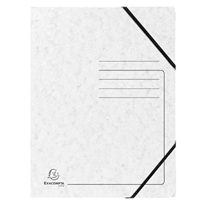 Abbildung von Exacompta Ref. 55406E Karton mit 25 bedruckten Gummizugmappen Hüllen 3 Klappen aus Hochglanzkarton 355 g/m² Maße 24 x 32 cm für Dokumente im A4 Format Farbe Weiß