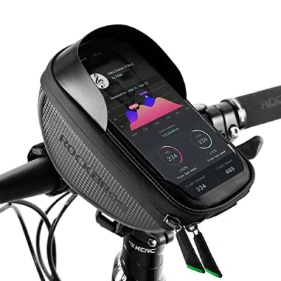 Abbildung von ROCKBROS Fahrrad Lenkertasche Fahrradtasche Lenker wasserdichte Handyhalterung für Smartphone bis zu 6.5 Zoll Empfindlicher Touchscreen