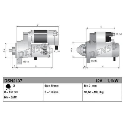 Abbildung von DENSO DSN2137 Anlasser 12 1,1 9