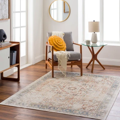 Abbildung von Livabliss Bridgetown Teppich waschbar in der Waschmaschine Vintage für Wohnzimmer 120x170 cm, Schlafzimmer, Küche Orientalischer Boho Style Teppiche, Groß Braun, Creme