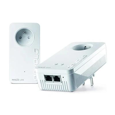 Abbildung von devolo Magic 1 WiFi Starter Kit, WLAN Powerline Adapter bis zu 1.200 Mbit/s, Mesh WLAN, 2x LAN Anschluss, weiß französische Version
