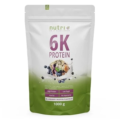 Abbildung von Nutri + Proteinpulver Blueberry Muffin 1 kg Eiweiß Mix Blaubeere Mehrkomponenten Eiweißpulver Sojaprotein Erbsenproteinisolat Proteinmischung