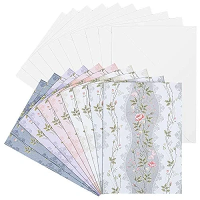 Abbildung von Ideen mit Herz Grußkarten Set Umschlägen 10 Motiv Karten blanko bunt neutral Ideal für Glückwünsche zum Geburtstag, Hochzeit, uvm. Din B6 (Blumenranken)