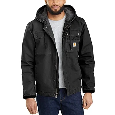 Abbildung von Carhartt, Herren, Lockere Arbeitsjacke aus ausgewaschenem Segelleinen mit Sherpa Futter, Schwarz, S