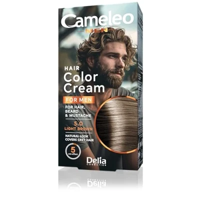 Abbildung von Cameleo für Männer Permanentes Haarfärbemittel, Haartönung Hellbraune Farbe Haare, Bart &amp; Schnurrbart Farbeffekt in 5 Minuten Graue Haare abdecken Ammoniak FREI 30ml