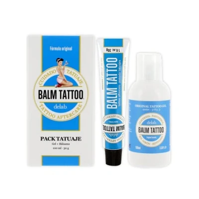 Abbildung von BALM Tattoo Pflege Creme nach dem Tätowieren, Pflegecreme Haut 30 g und Waschgel 100 ml mit Panthenol für schnellere Wundheilung