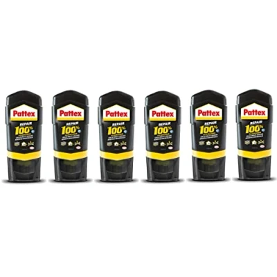 Abbildung von Pattex Repair 100% Alleskleber, starker Kleber für den Innen und Außenbereich, Klebstoff zur Reparatur verschiedene Materialien, 6x50g Transparent