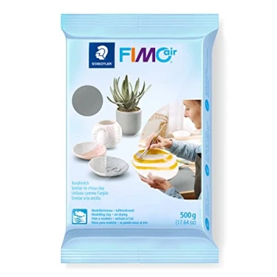 Abbildung von STAEDTLER lufttrocknende Modelliermasse FIMO air, grau, sofort gebrauchsfähig, kein Brennvorgang notwendig, 500g, angenehme Haptik, klebt nicht, mind. 95% natürliche Rohstoffe, 8100 80
