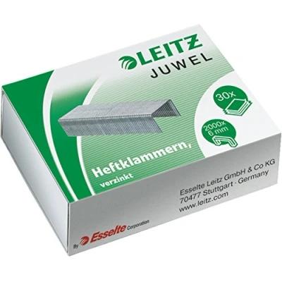 Abbildung von LEITZ® Heftklammer, Juwel 6 mm, verzinkt (2.000 Stück), Sie erhalten 1 Packung á 2000 Stück