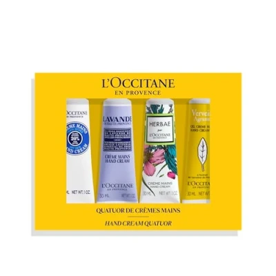 Abbildung von L&#039;OCCITANE Handcreme Quattro, für trockene und strapazierte Haut, Bio Sheabutter, 4 teiliges Handpflegeset